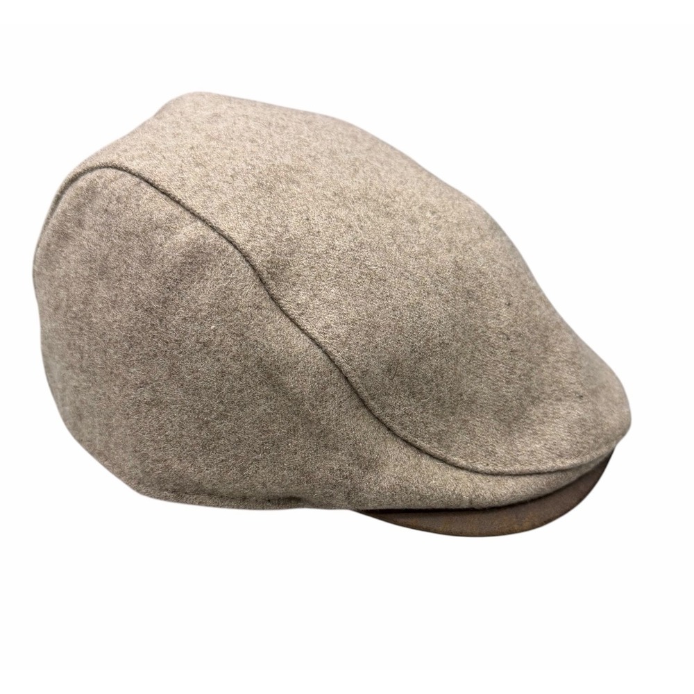 Boston Scally Co. Men's Sz M/L Brown Wool Leather Brim Tweed Aficionado Flat Cap